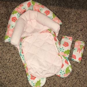 Car seat inserts floral and pink